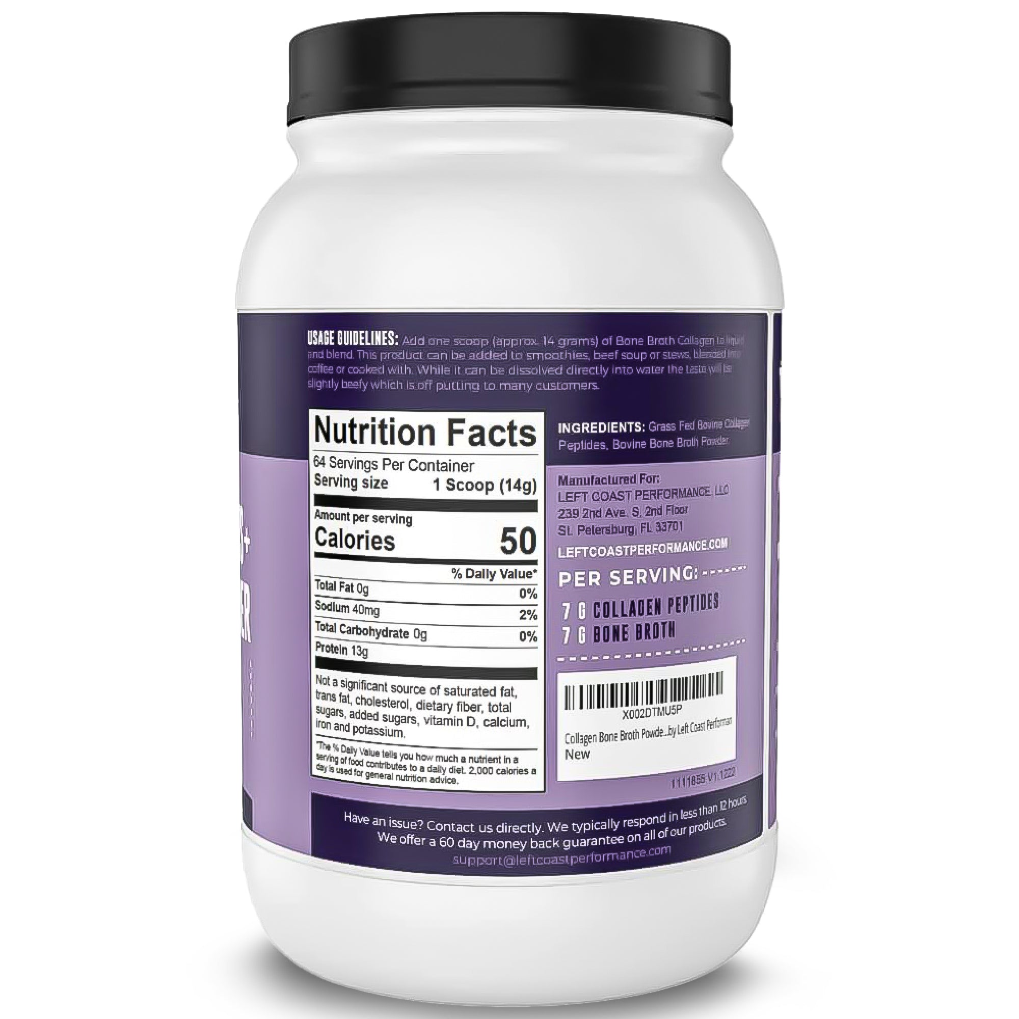 Collagen + Bone Broth Powder, Unflavored, 32oz