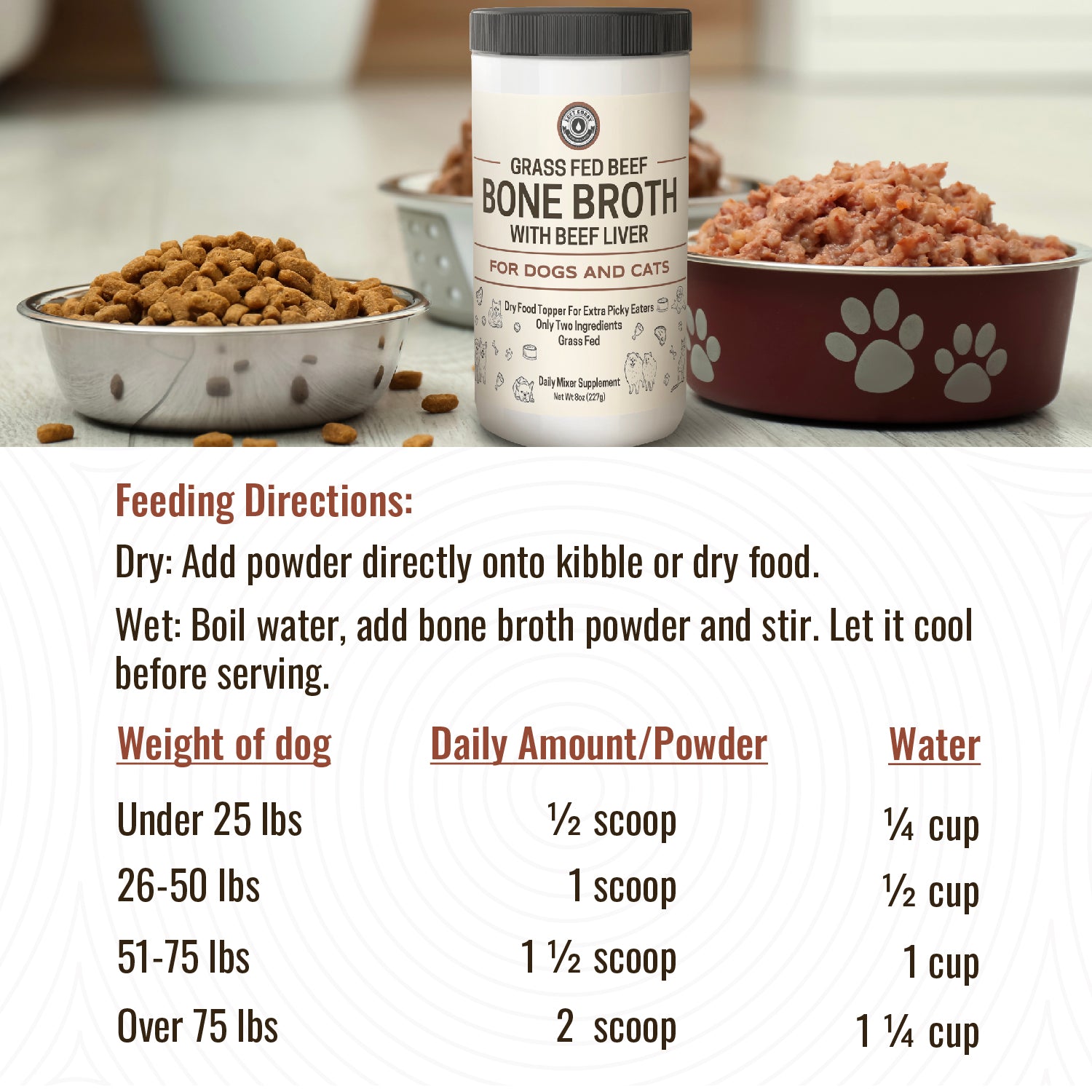 Bone Broth For Dogs and Cats With Beef Liver