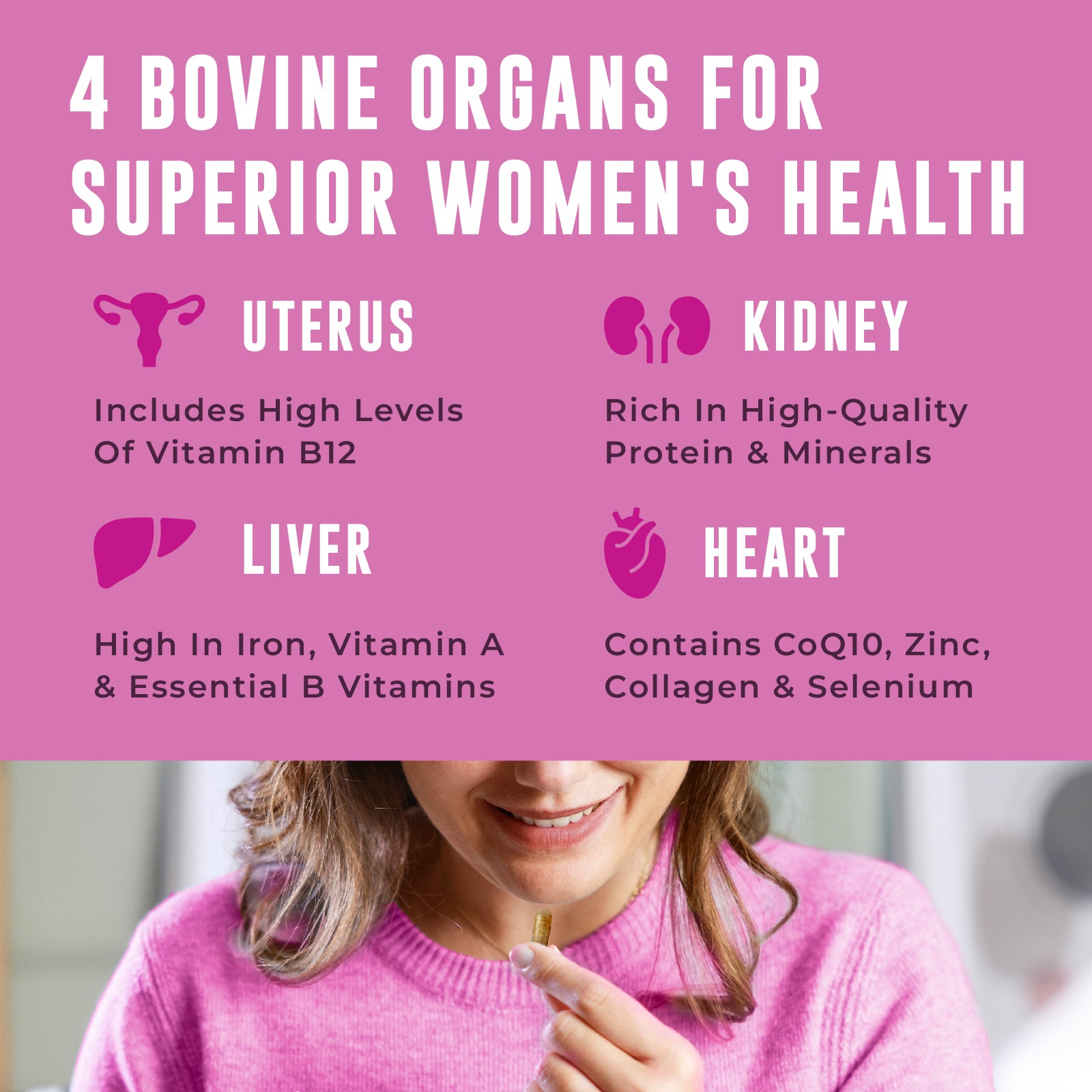 Beef Organs For Women Capsules, 60ct