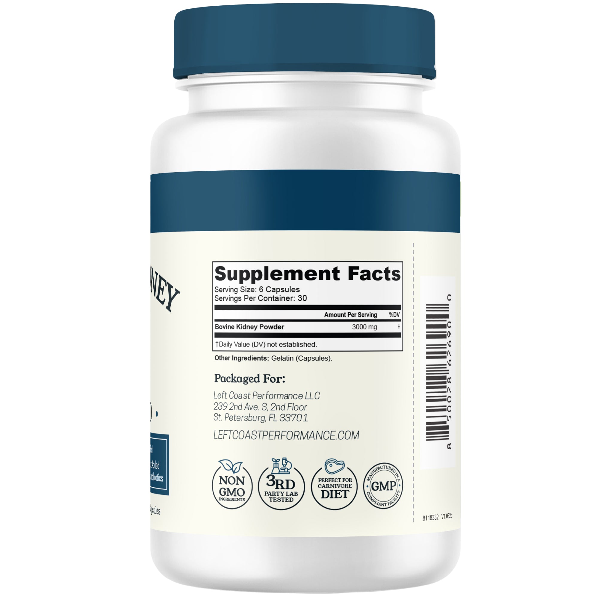 Bovine Kidney Capsules, 180ct