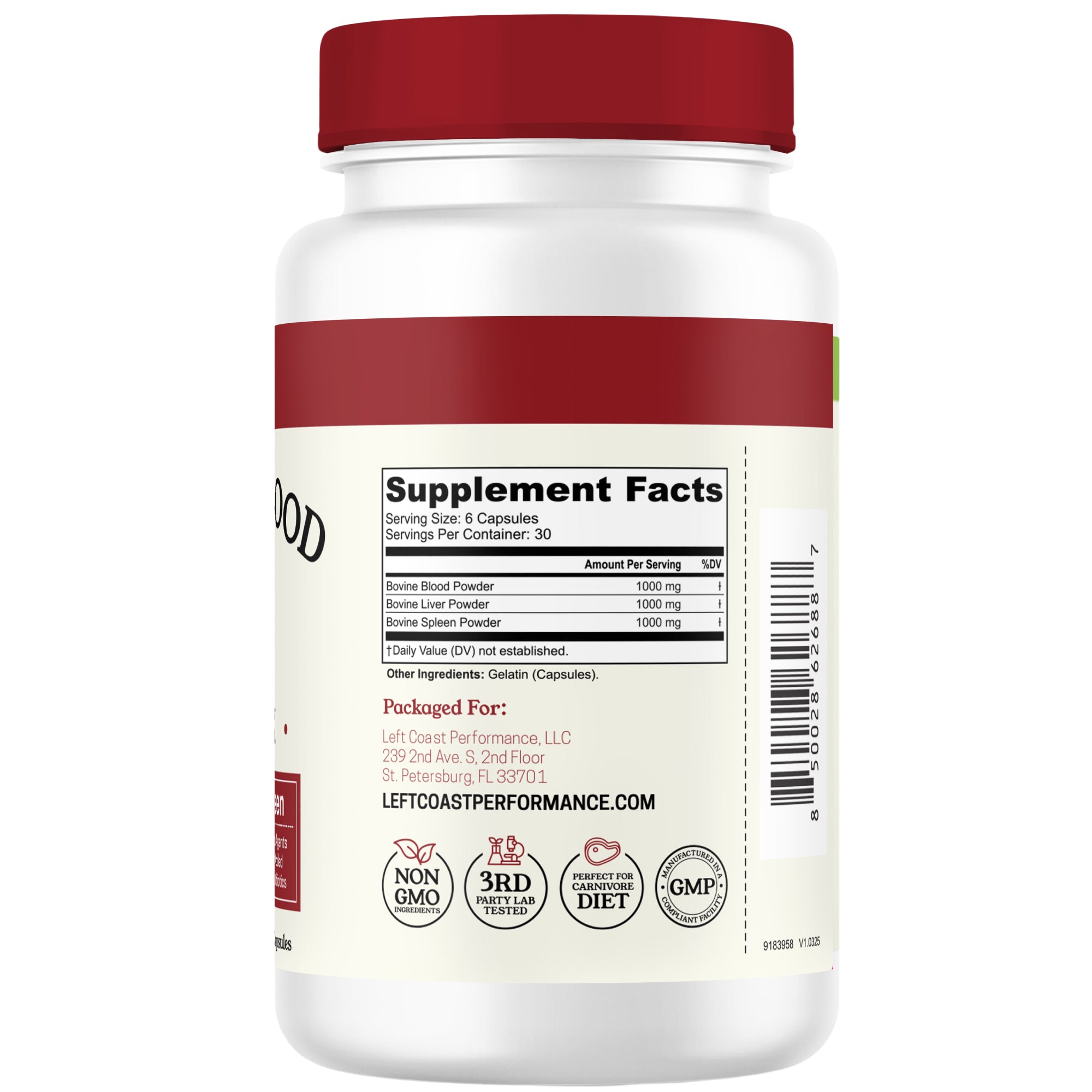 Bovine Blood Capsules, 180ct