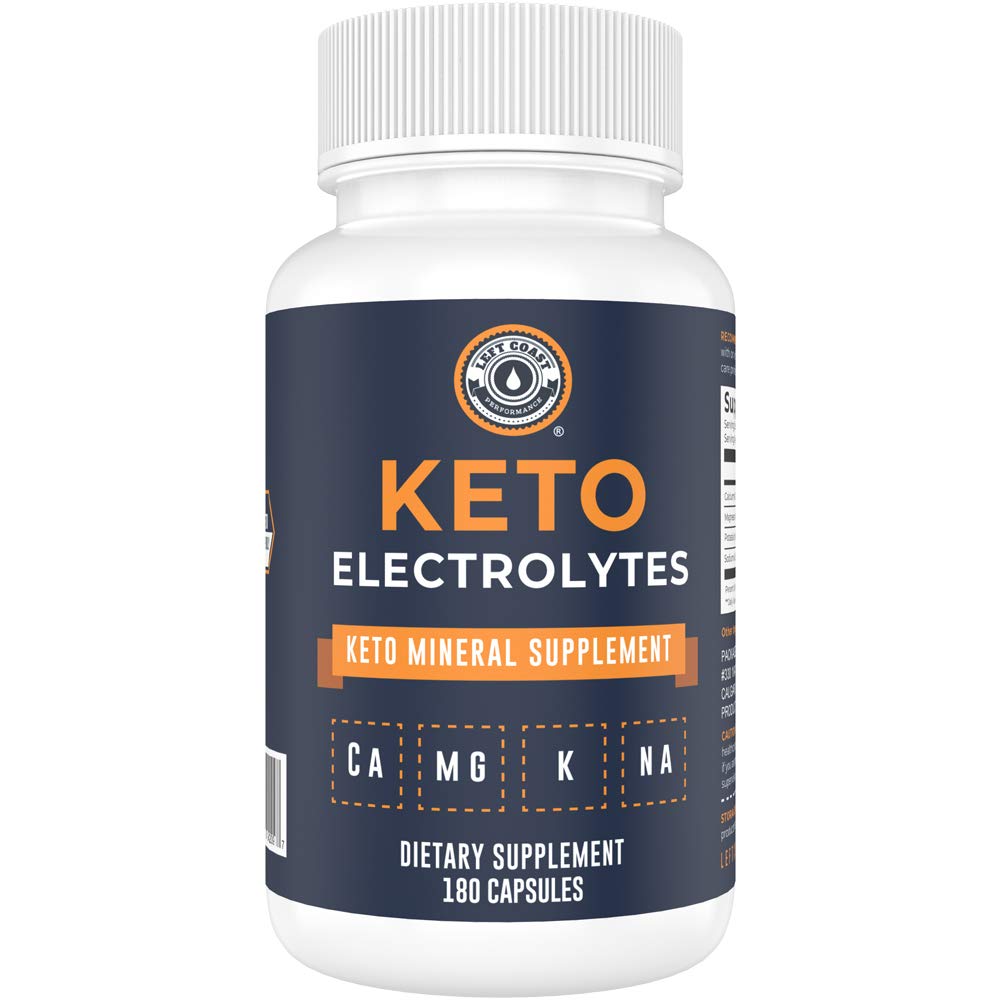 Keto Electrolytes supplement bottle with white cap on a white background