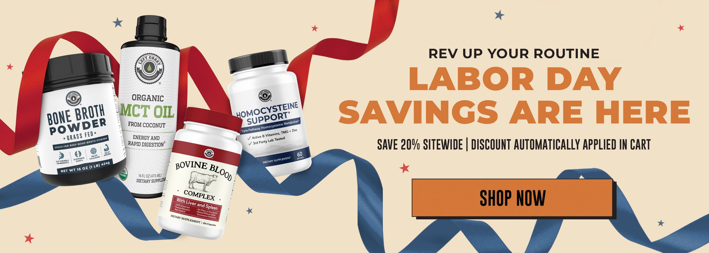Promotional banner for Labor Day 20% off sale