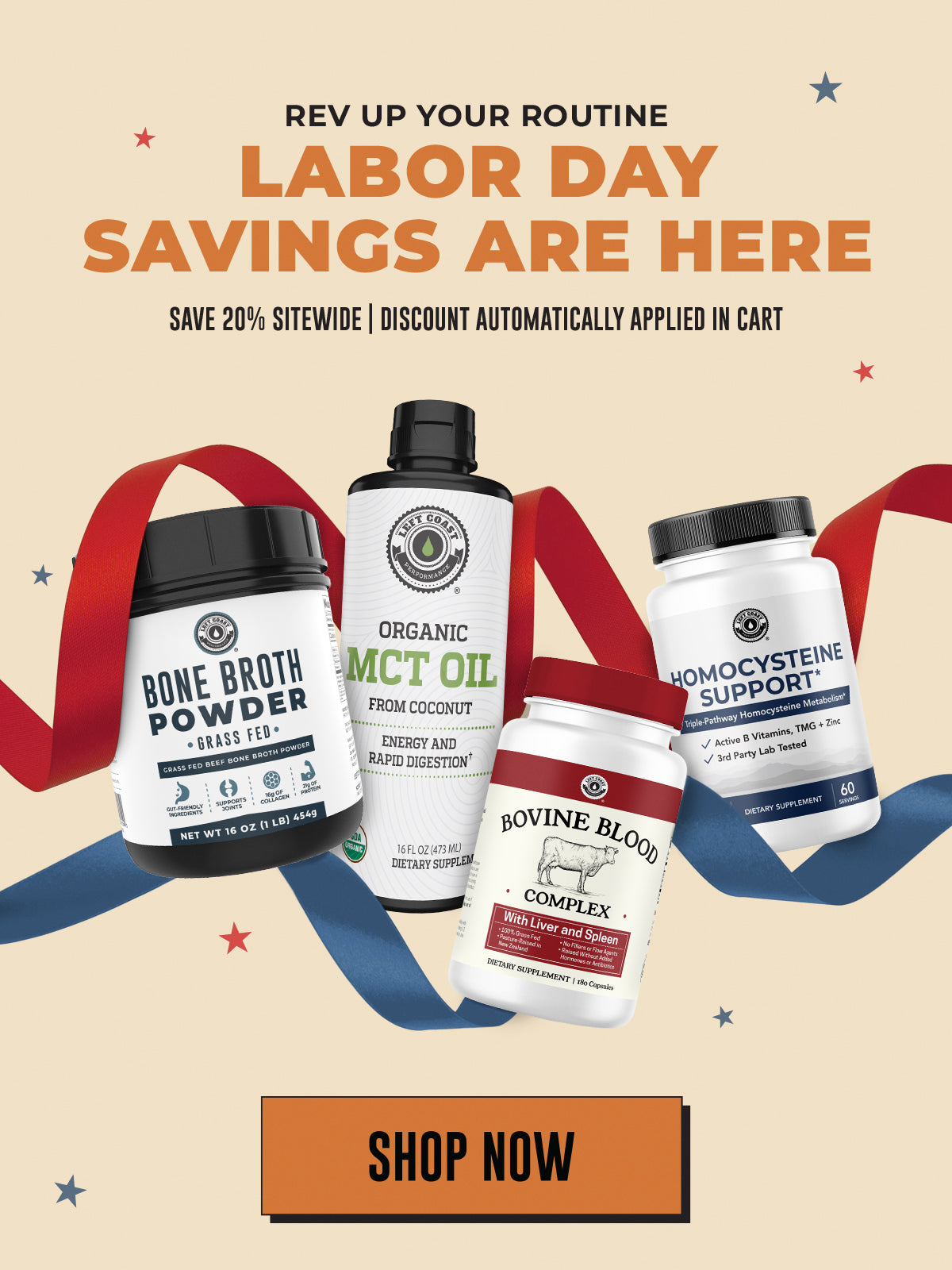 Promotional banner for Labor Day 20% off sale