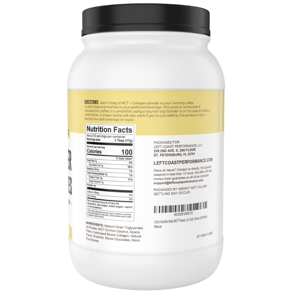 Side of container with directions and nutrition facts label on a white background