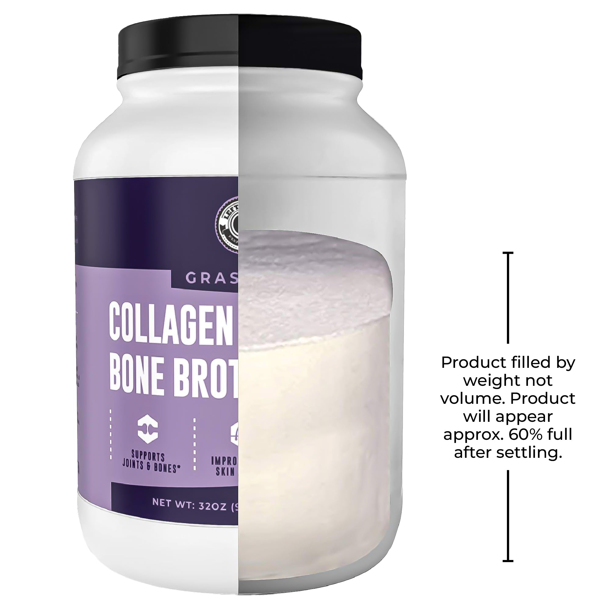 Collagen + Bone Broth Powder, Unflavored, 32oz