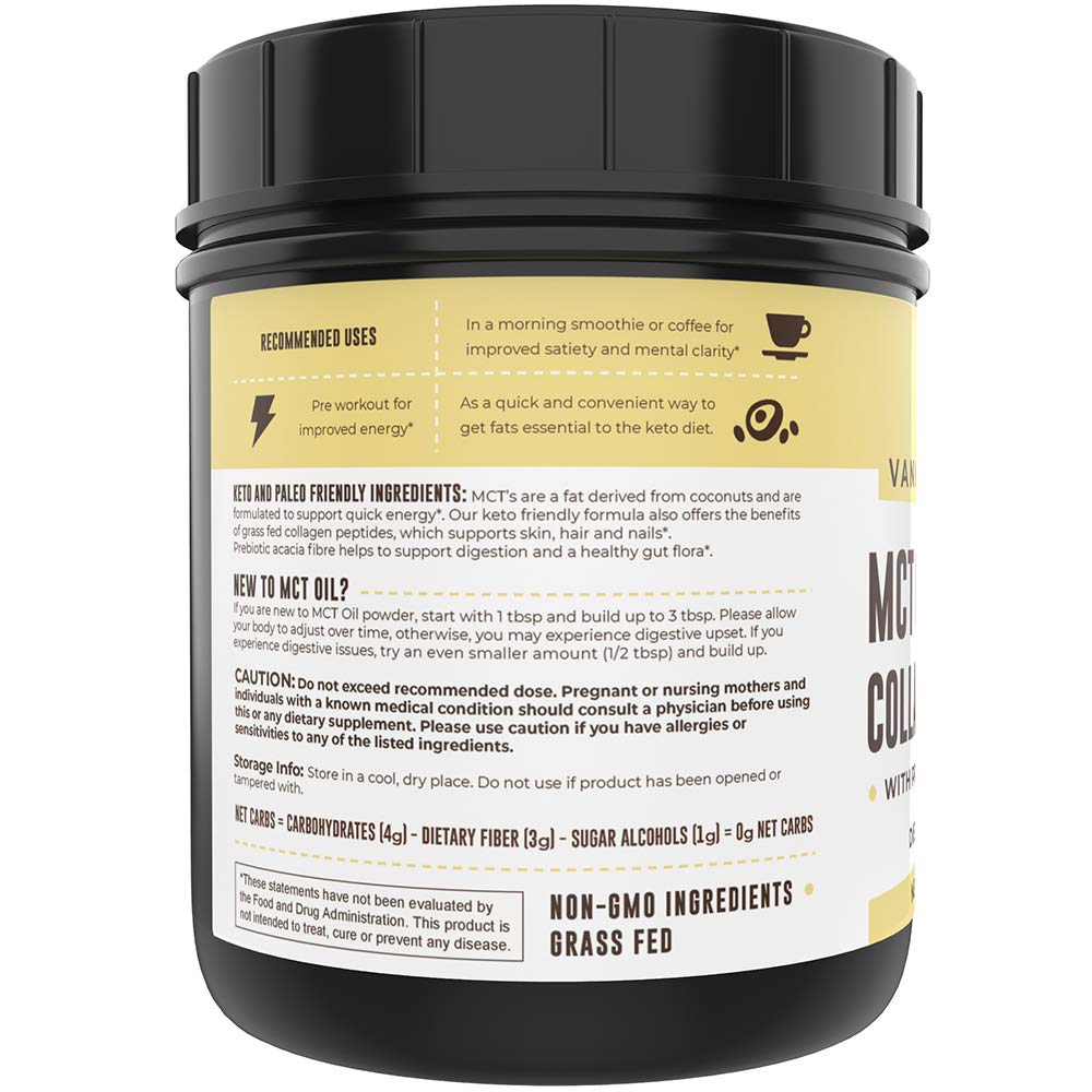 MCT + Collagen Powder, Vanilla, 16oz