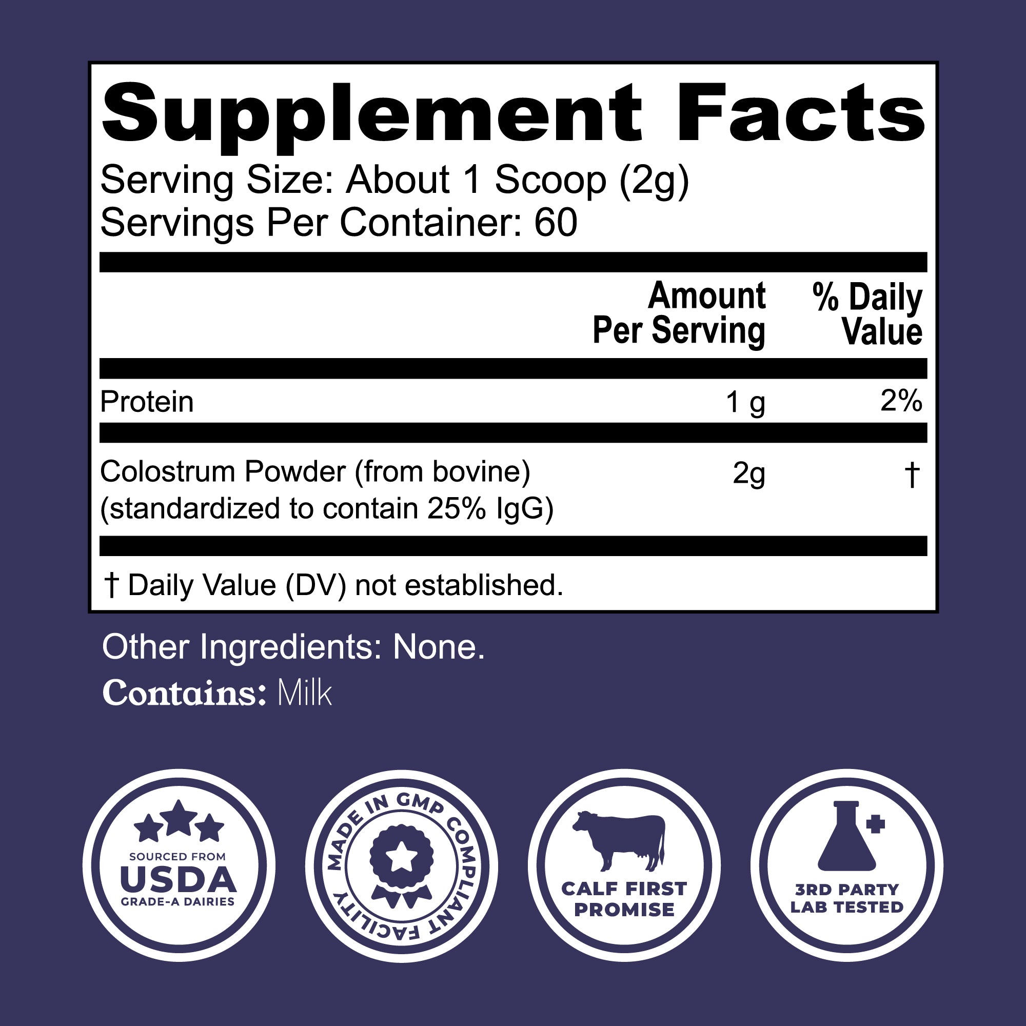 Colostrum Powder, 25% IgG